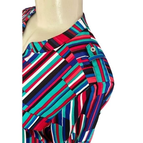 Calvin Klein Print Top Blouse with Roll Sleeves size M. - Picture 4 of 9